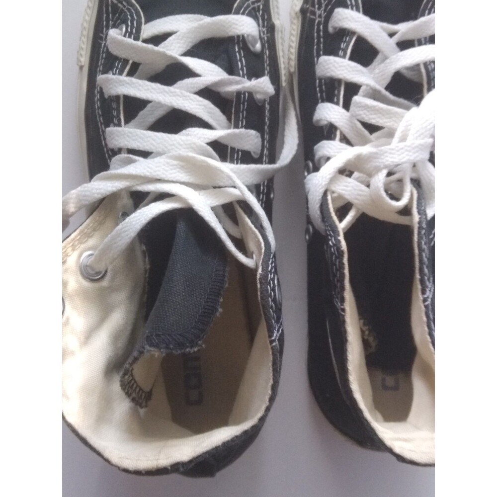 Converse Black and White High Top Lace Up Sneakers Mens 5 womens 7 - Picture 10 of 11